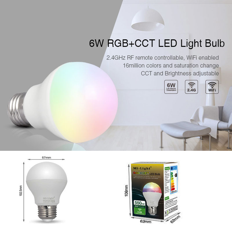 Mi Light-FUT014 E27 6W RGB + CCT led   ..